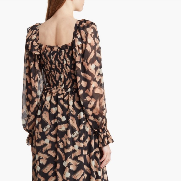 Moon River Square Neck Long Sleeve Smocked Maxi Small NWT- Anthropologie NWT - Picture 2 of 7